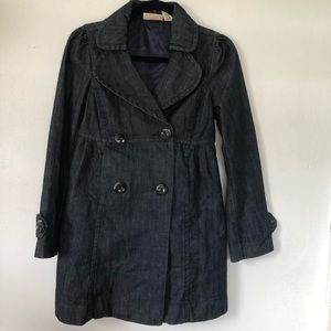 DKNY Jeans Belted Dark Blue Denim Trench Coat.